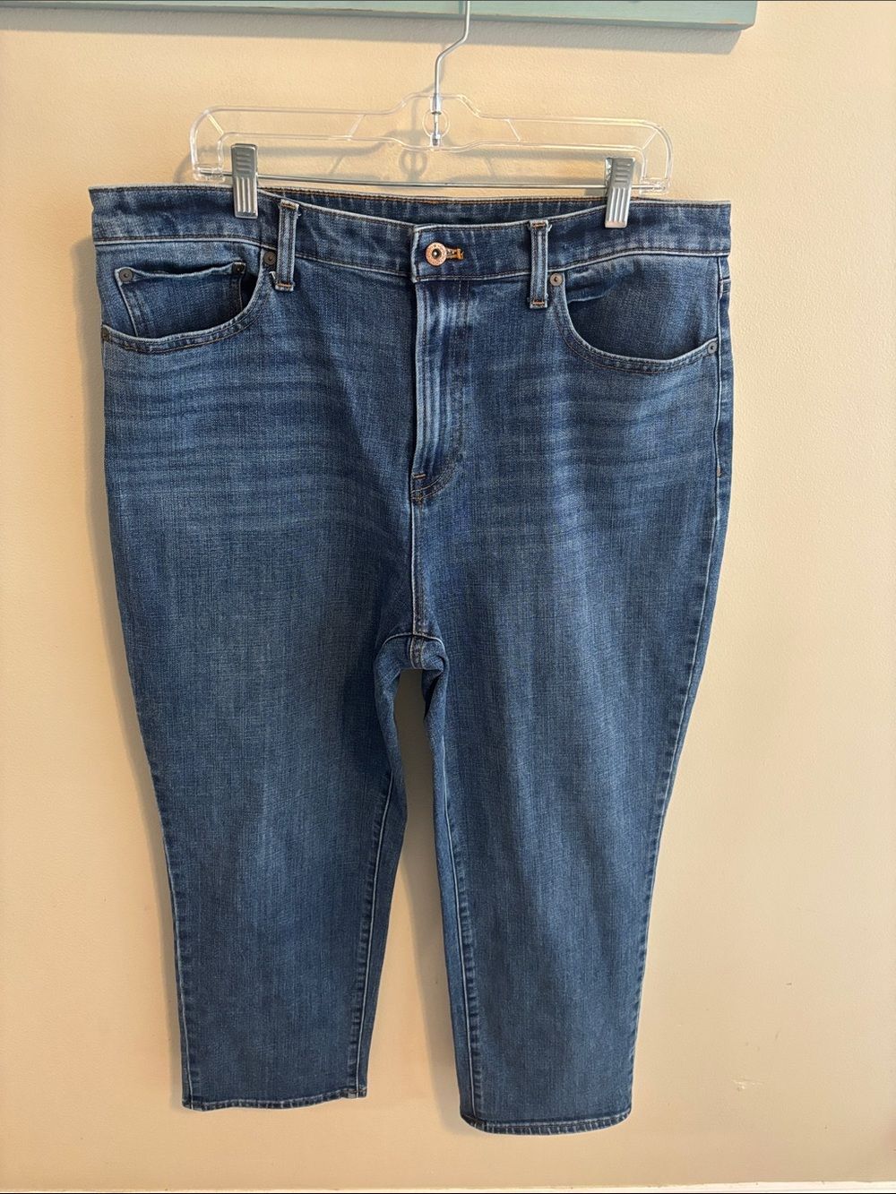 Talbots Jeans Womens 16 Blue Modern Ankle High Waist Straight Stretch Denim